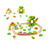 Tren De Madera De Dinosaurios Set De 40 Piezas Infantil